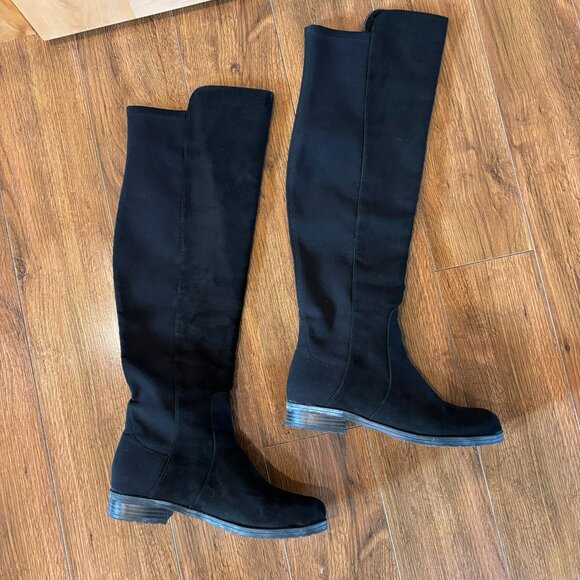 Unisa Women's Tall Over the Knee Boots 6.5M Black Flat Pull On Style - Picture 1 of 9